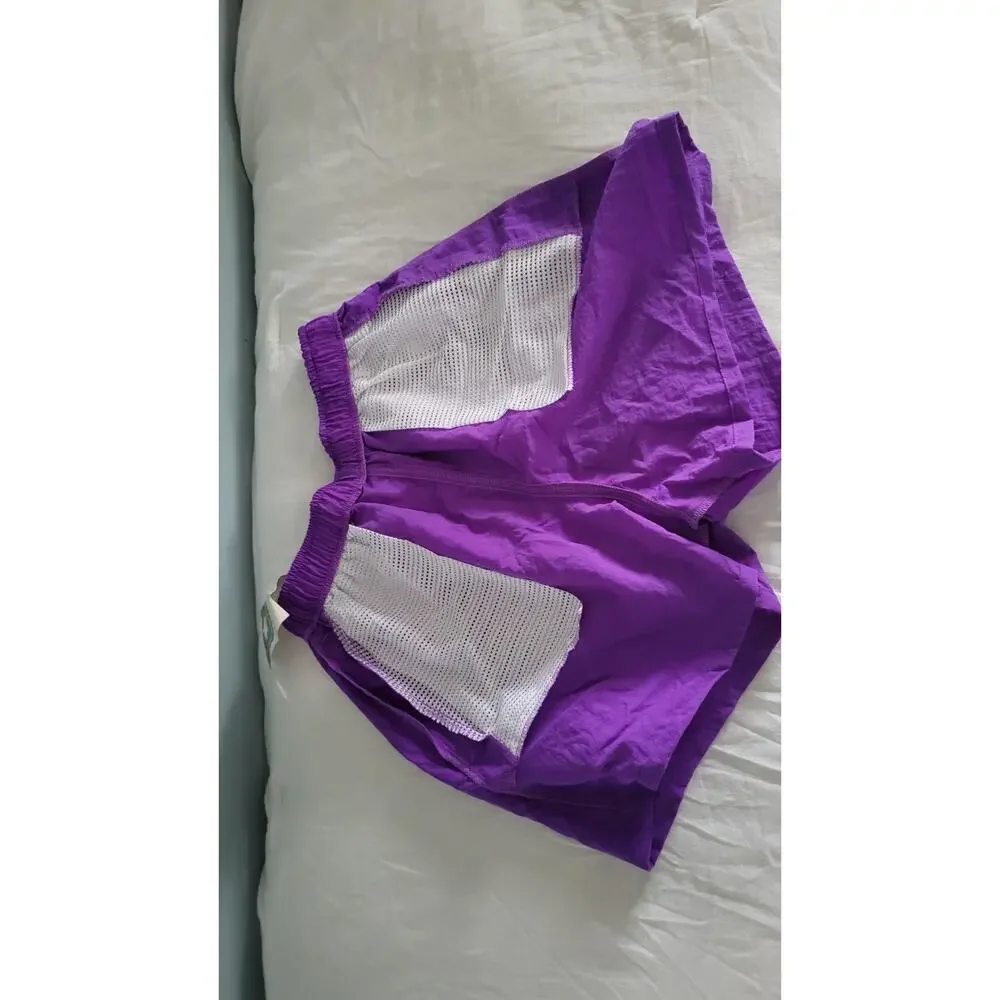 Vintage LA Gear Nylon Running Shorts Purple NOS 90s Retro Gym Streetwear Men...